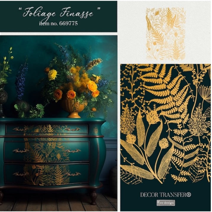 Kacha Foliage Finesse Decor Transfers (Gold Foil)