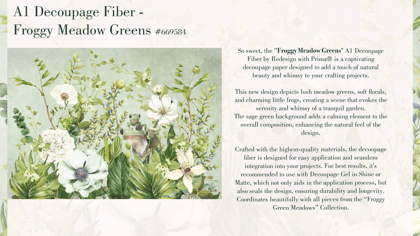 Froggy Meadow Greens Decoupage Fiber