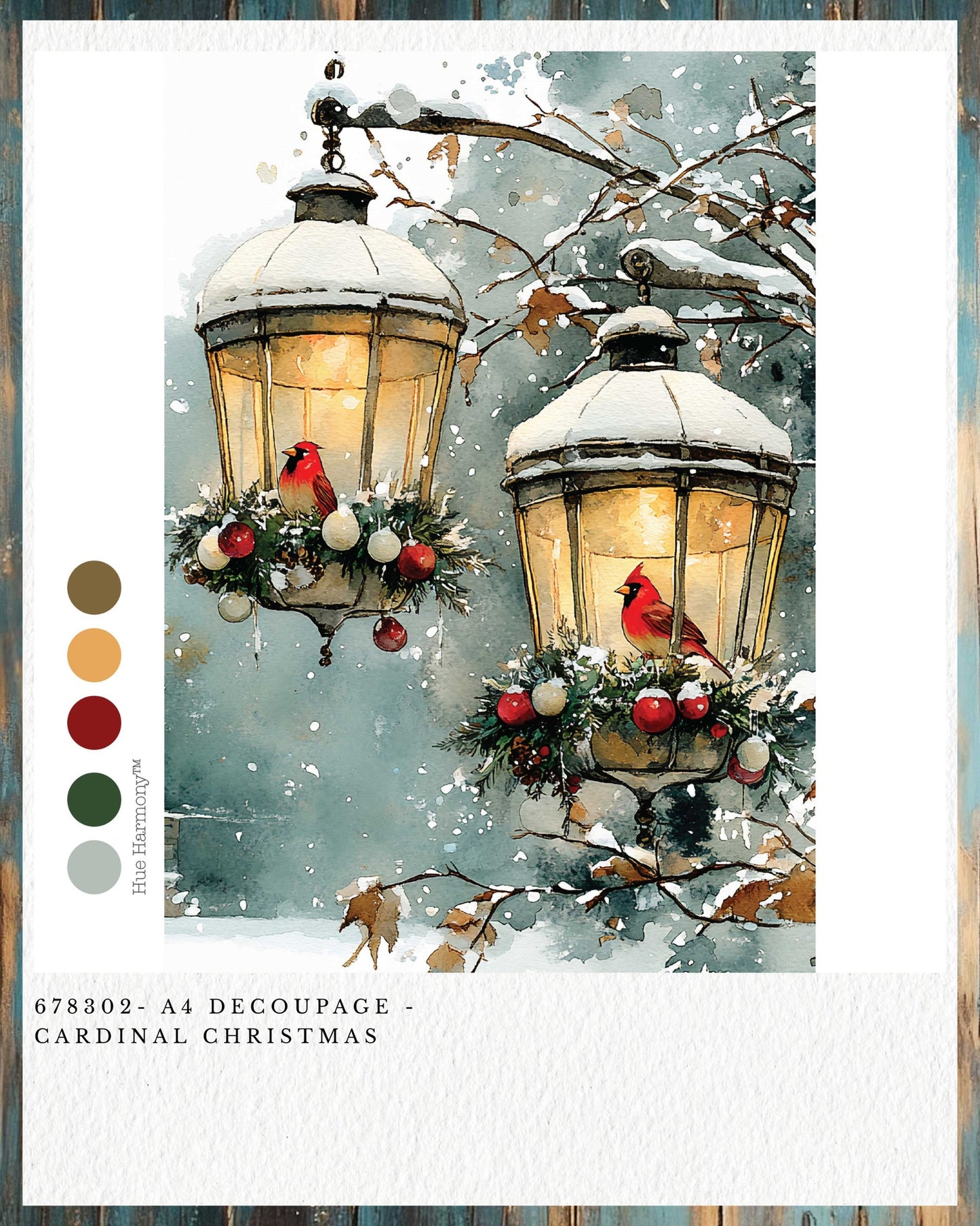 Cardinal Christmas A4 Decoupage