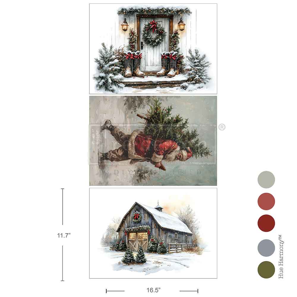 Santa's Woodland Stroll A3 Decoupage Fiber Pack
