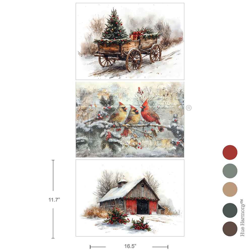 Christmas in the Countryside A3 Decoupage Fiber Pack