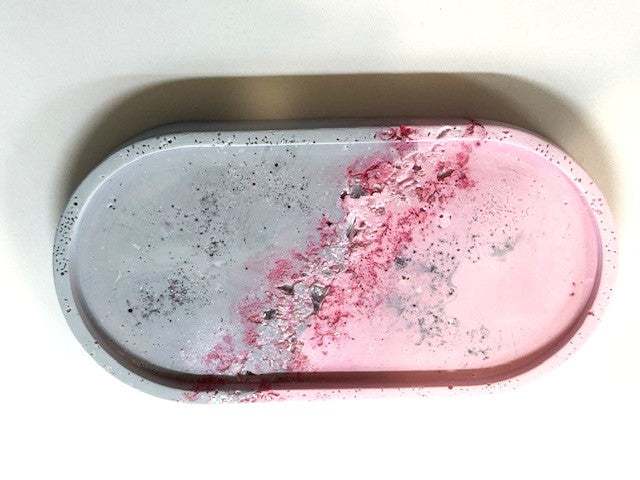 Handcrafted Geode Trinket Tray (Pink & Grey)