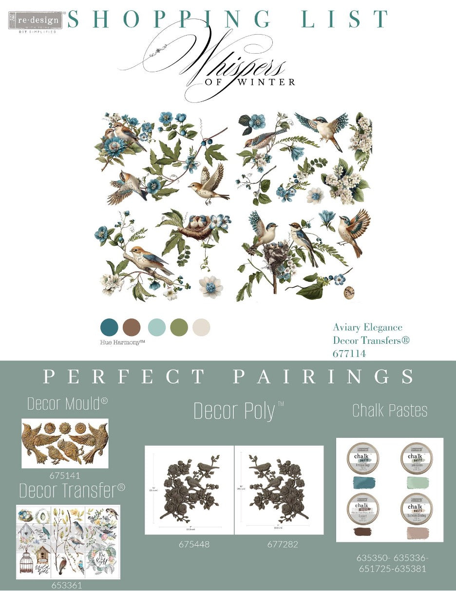 Aviary Elegance Decor Transfers