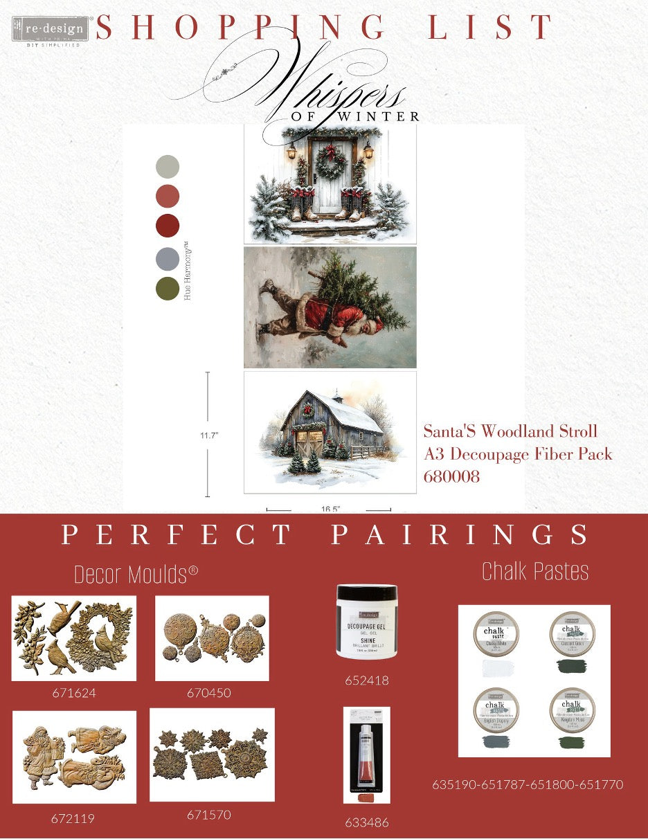 Santa's Woodland Stroll A3 Decoupage Fiber Pack