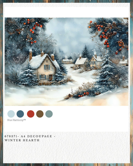 Winter Hearth A4 Decoupage