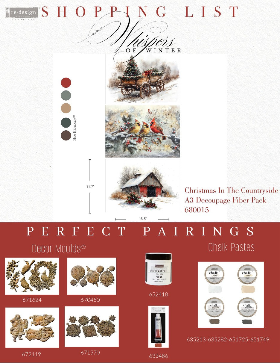 Christmas in the Countryside A3 Decoupage Fiber Pack