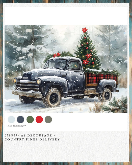 Country Pines Delivery A4 Decoupage
