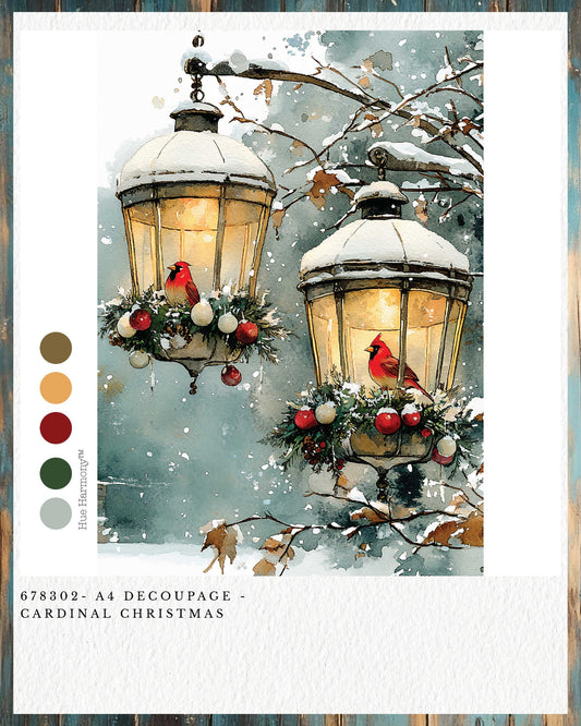 Cardinal Christmas A4 Decoupage