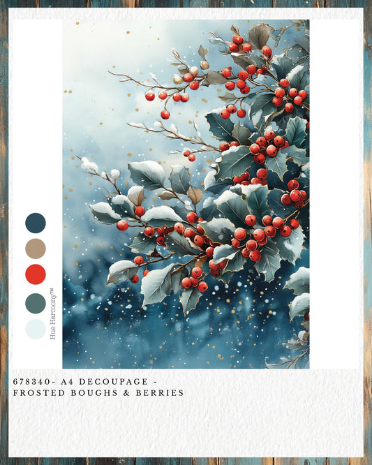 Frosted Boughs & Berries A4 Decoupage