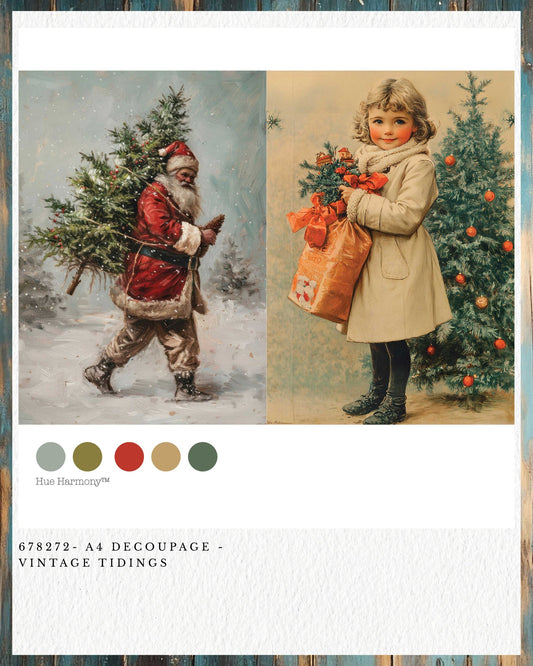Vintage Tidings A4 Decoupage