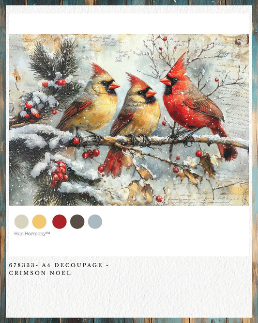 Crimson Noel A4 Decoupage