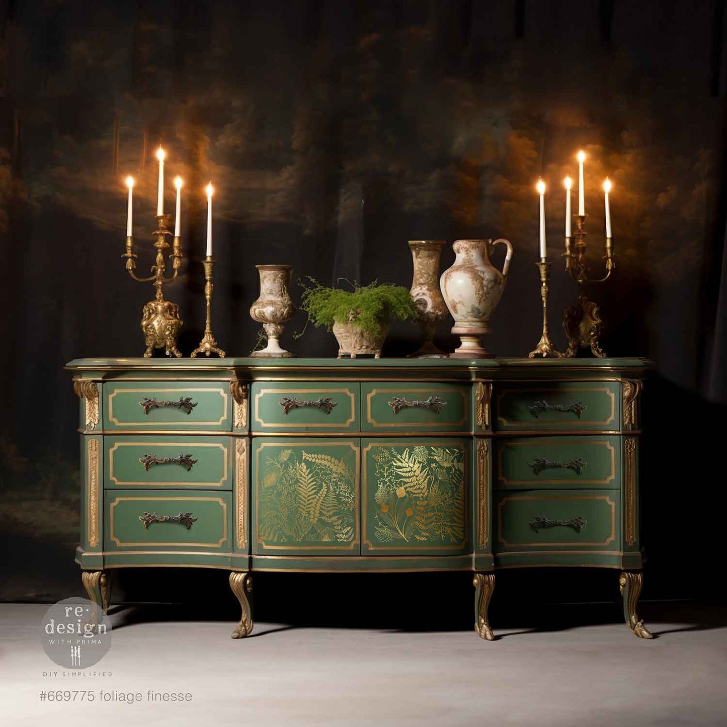 Kacha Foliage Finesse Decor Transfers (Gold Foil)