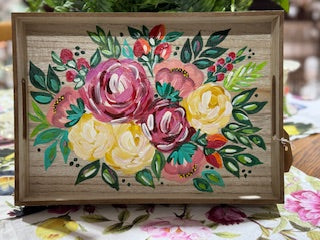 Floral Wooden Serving Tray