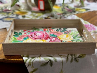 Floral Wooden Serving Tray