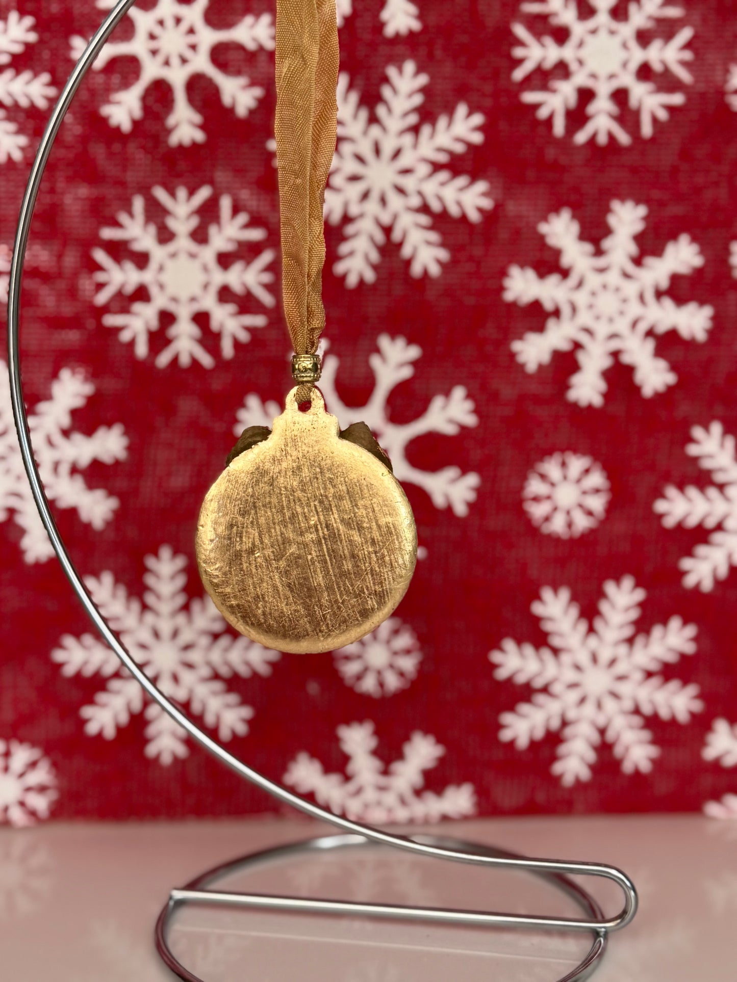 Round Golden Bow Ornament