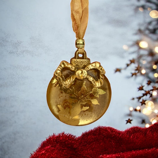 Round Golden Bow Ornament