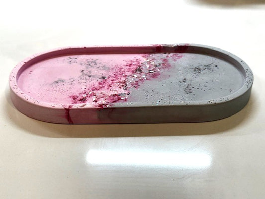 Handcrafted Geode Trinket Tray (Pink & Grey)