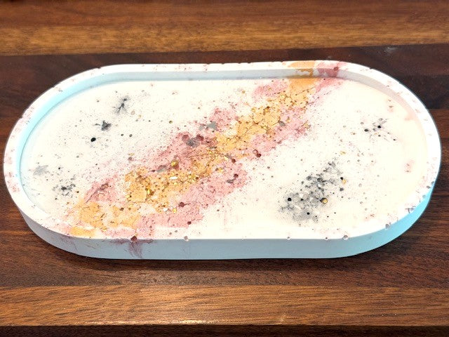 Handcrafted Geode Trinket Tray (Pink & White)