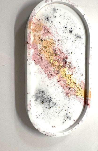 Handcrafted Geode Trinket Tray (Pink & White)