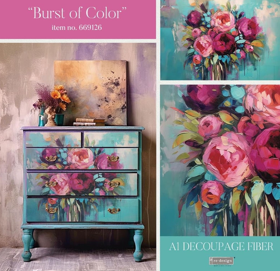 Burst of Color Decoupage Fiber