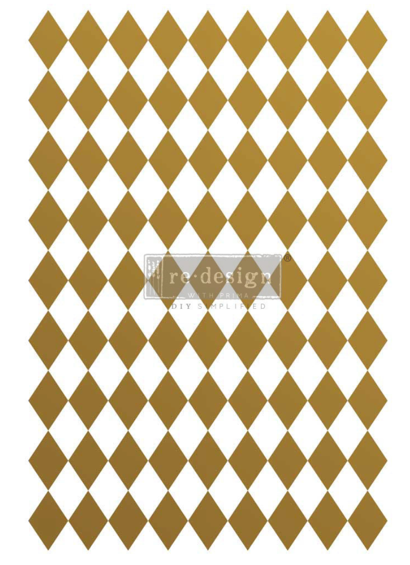 Gold Harlequin Decor Transfers