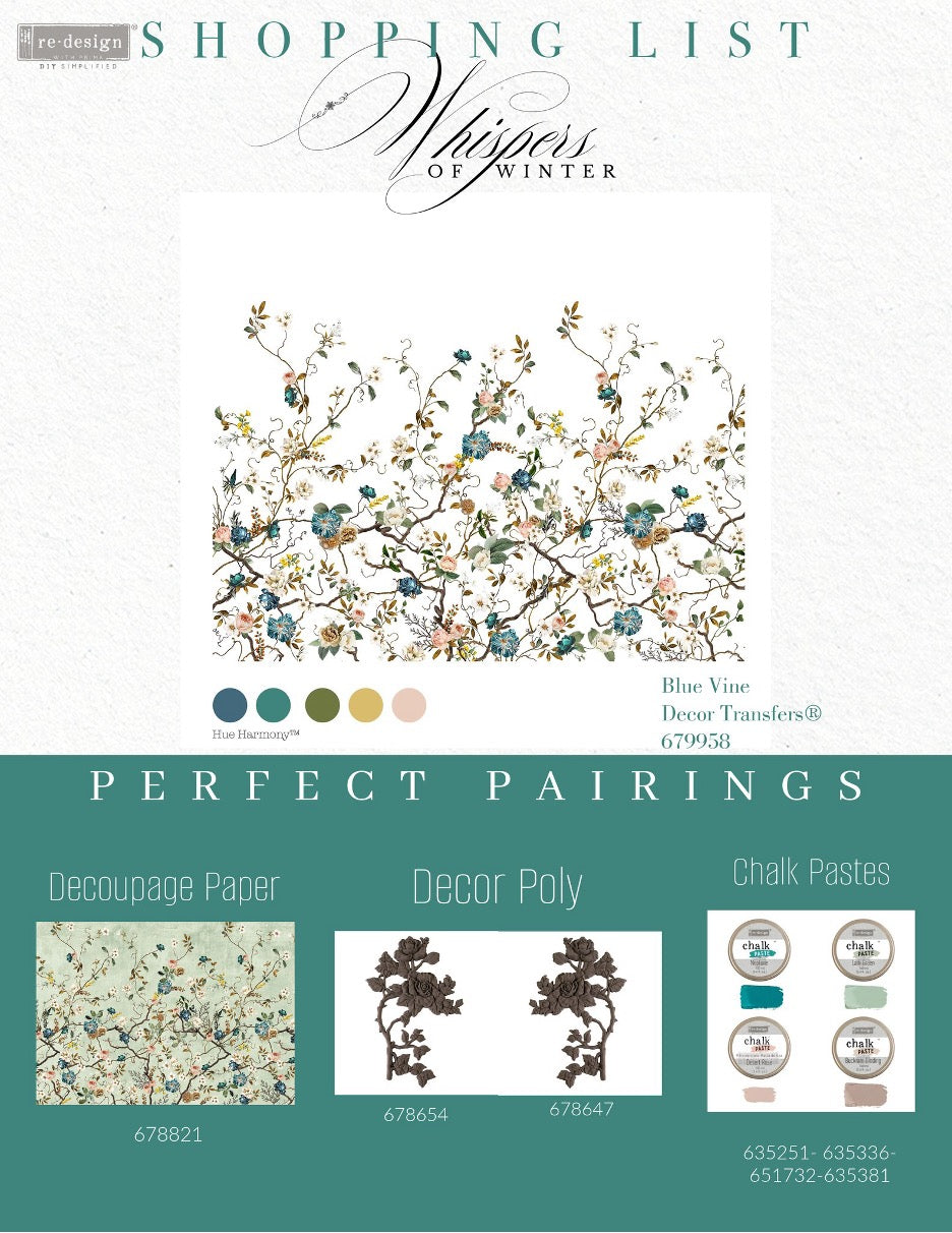 Blue Vine Decor Transfers