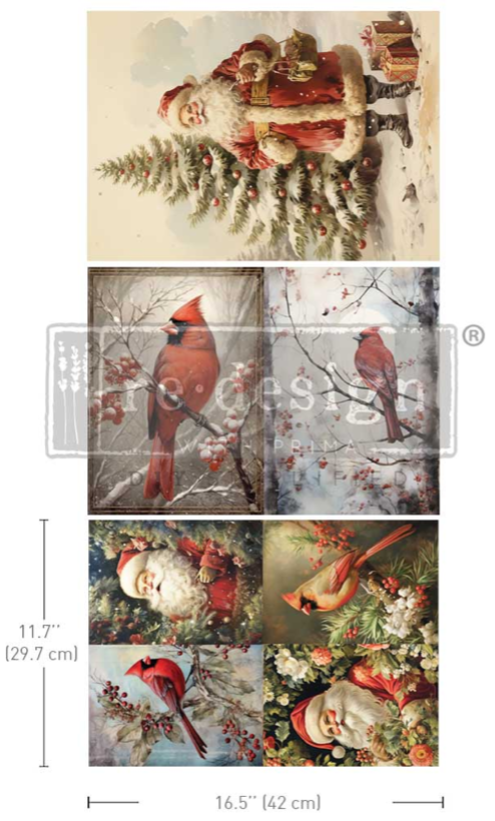 Festive Cardinal Decoupage Fiber Pack