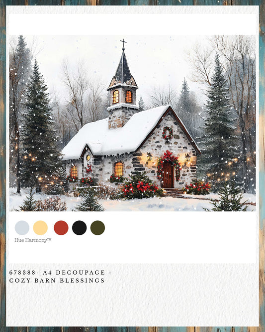 Cozy Barn Blessings A4 Decoupage