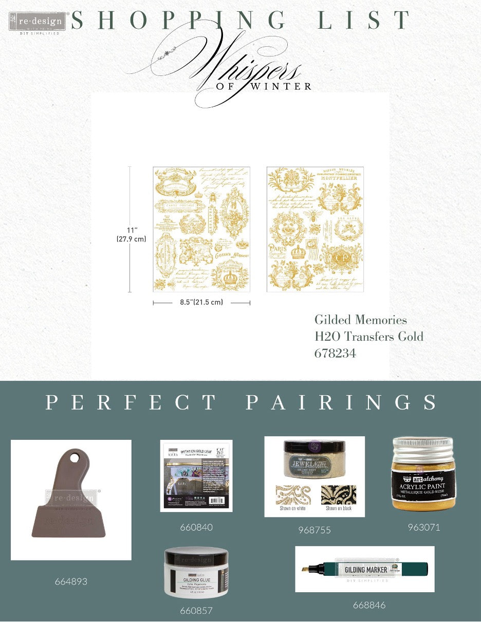 Gilded Memories Gold H2O Transfers