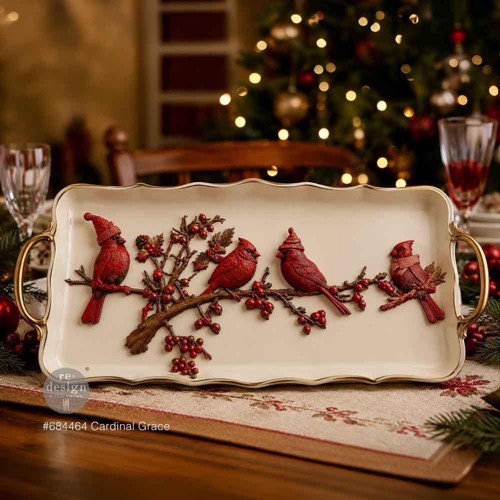 Resin Casting Mold Cardinal Bird Design Christmas Crafting Tool Holiday Ornament Supplies Mixed Media Art Creation Furniture Embellishment Making Silicone Mold Winter Projects Pine Branch Berry Holly Details Professional Quality Material