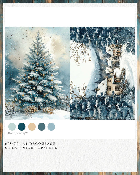 Silent Night Sparkle A4 Decoupage